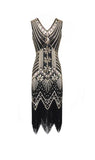 Vestido vintage Mandylandy para mujer, estilo retro de los años 20, estilo Gran Gatsby, con lentejuelas, sin mangas, para fiesta de baile, graduación y dobladillo con borlas.