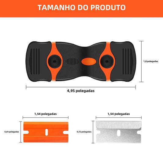 Raspador de lâmina de borda dupla, ferramenta removedora de lâmina com lâminas para etiquetas, adesivos, remoção de decalques, matiz de janela automática, aplicação de vinil