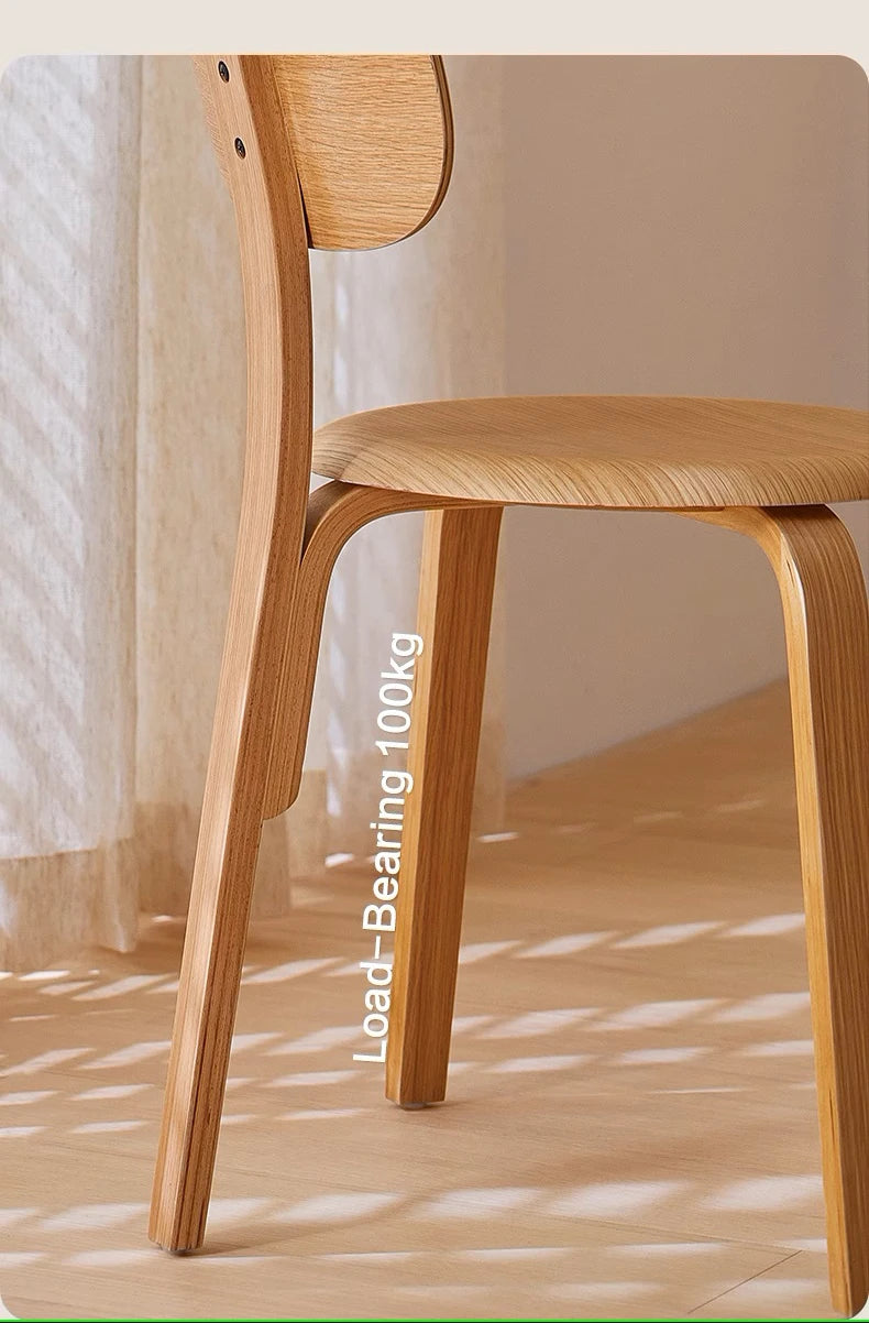 Nordic Plywood Dining Round Seat Stackable Vintage Curved Backrest Chair