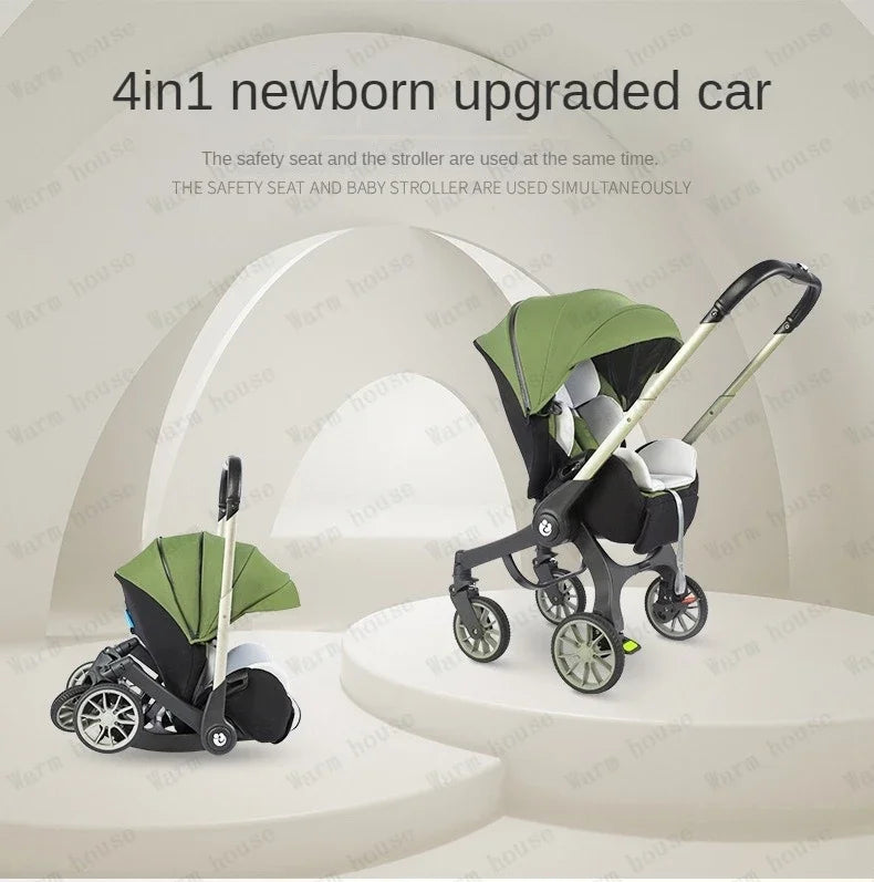 EU STOCK 4in1 baby stroller two-way Multifunctional newborn baby stroller 3in1 Foldable Basket type seat Lightweight Travel Pram