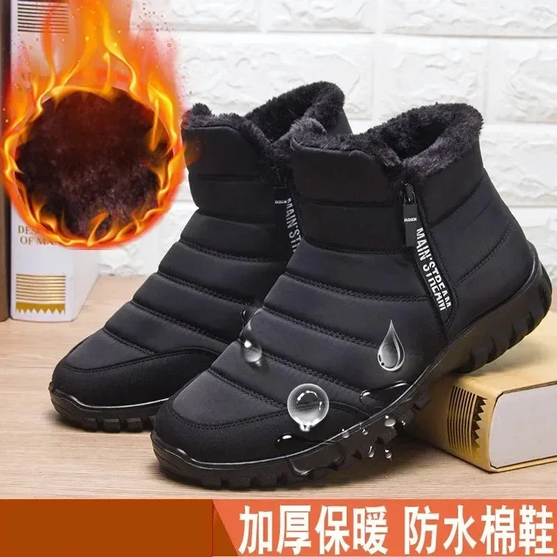 Winter men's snow boots, double zippered waterproof shoes rain boots fishing winter boots winter shoemaker men's boots  fores