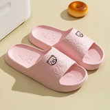 Summer Children Slippers Indoor Cute Bear Print Anti-Slip Soft Sole Exquisite Parent-Child Shoes Home Comfy Leisure Shoes