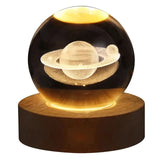 Lâmpada de cristal 3D com galáxia e projeção planetária, luz noturna USB para atmosfera aconchegante, bola de plasma única