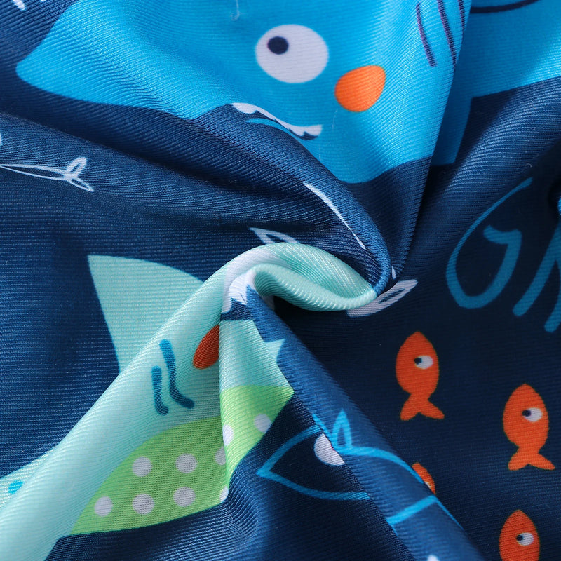 Summer Toddler Baby Boys Shark Printed Rush Guard Kids Cute Beachwear Short Sleeve Swimwear Zipper Jumpsuit Infant Swimsuit