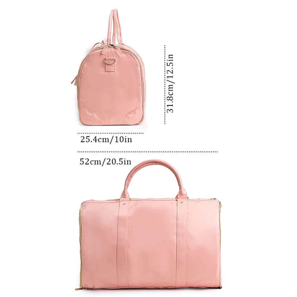 1pc Foldable Women's Travel Convenient Carry-on Clothing Bag Large PU Leather Duffel Bag Women's Business Travel Bag