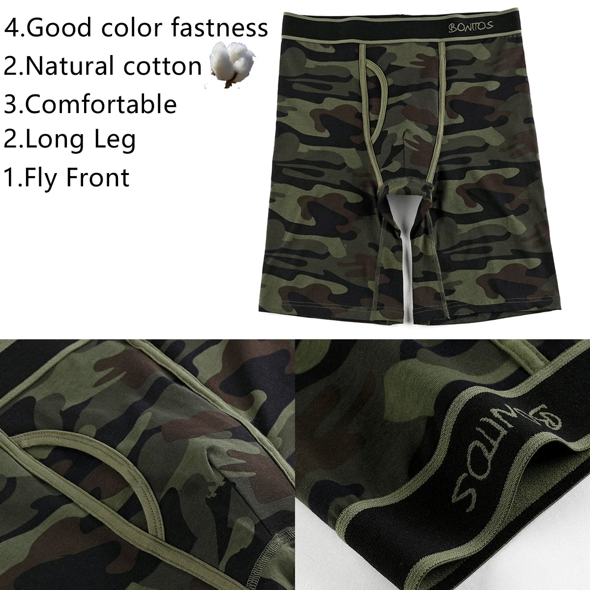2-pack Long Leg Boxer Shorts Men's Underwear Kit Homme Underpants Boxershorts Slip Underwear for Man Cotton Male Sexy Set Box Gym
