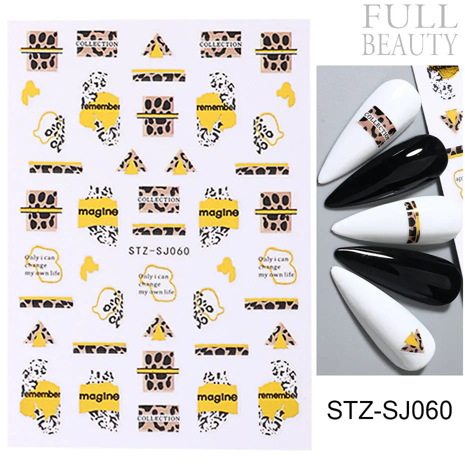 Stickers for Nails Marine Punk Black Line Design Art Slider Party Cool Decoration Adhesive Decal Emboss DIY Manicure Accessories