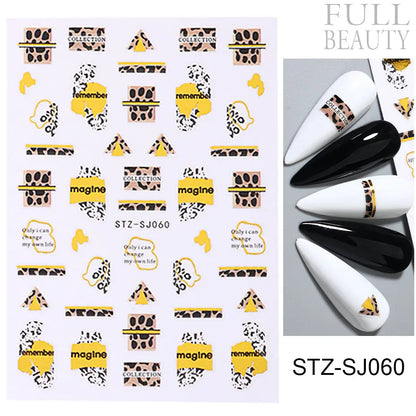 Stickers for Nails Marine Punk Black Line Design Art Slider Party Cool Decoration Adhesive Decal Emboss DIY Manicure Accessories