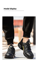 Men Rotating Button Safety Shoes Steel Toe Work Sneakers Indestructible Shoes Puncture-Proof Work Boots Air Cushion Safety Shoes