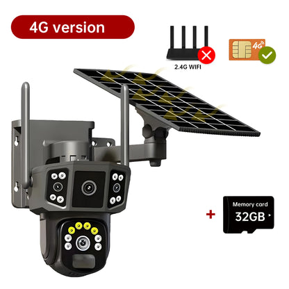 V380 Pro 10X 4K dual lens outdoor security network camera wireless WIFI solar closed-circuit television,4G sim solar cameras