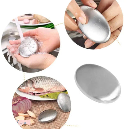Sabonete de aço inoxidável, barra de cozinha, eliminador de odor, pedra, limpadores corporais, banho, chuveiro, suprimentos