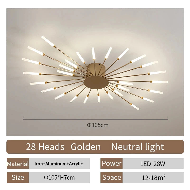 Modern LED Ceiling Lamp Living Room Dining Bedroom Ceiling Chandelier Lights Nordic Fireworks Design Home Decor Indoor Lighting