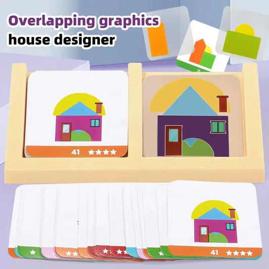 1set- House Logic Game Montessori Toys Creative Geometric Shape Spatial Imagination Intellectual Thinking Puzzle Games Kids Toy
