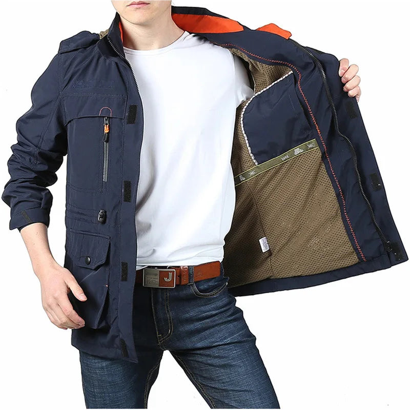 Chaqueta táctica cortavientos para hombre, impermeable, con capucha, para exteriores, deportiva, militar, talla europea, S-5XL, para escalada de campo, ropa fina