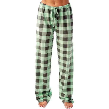 Women Christmas Pajama Pants Autumn Winter Red Black Plaid Printed Straight Trousers Casual Pants Streetwear Clothes 