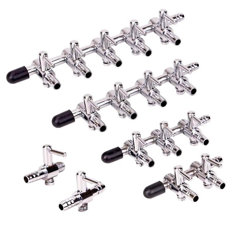 Stainless Steel Aquarium Air Distributor Fish Tank Oxygen Pump Accessories Air Splitter Flow Controller Pump Switch Valve Tap