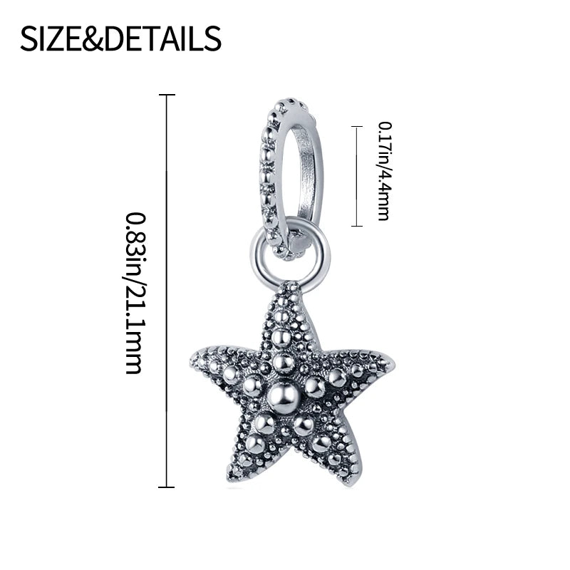 Ocean Series - Original Genuine 925 Sterling Silver Turtle Crab Mermaid Charm Beads Suitable for 3mm Bracelet DIY Making Pendant