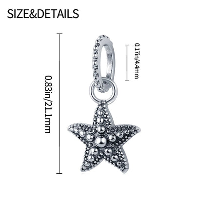 Ocean Series - Original Genuine 925 Sterling Silver Turtle Crab Mermaid Charm Beads Suitable for 3mm Bracelet DIY Making Pendant