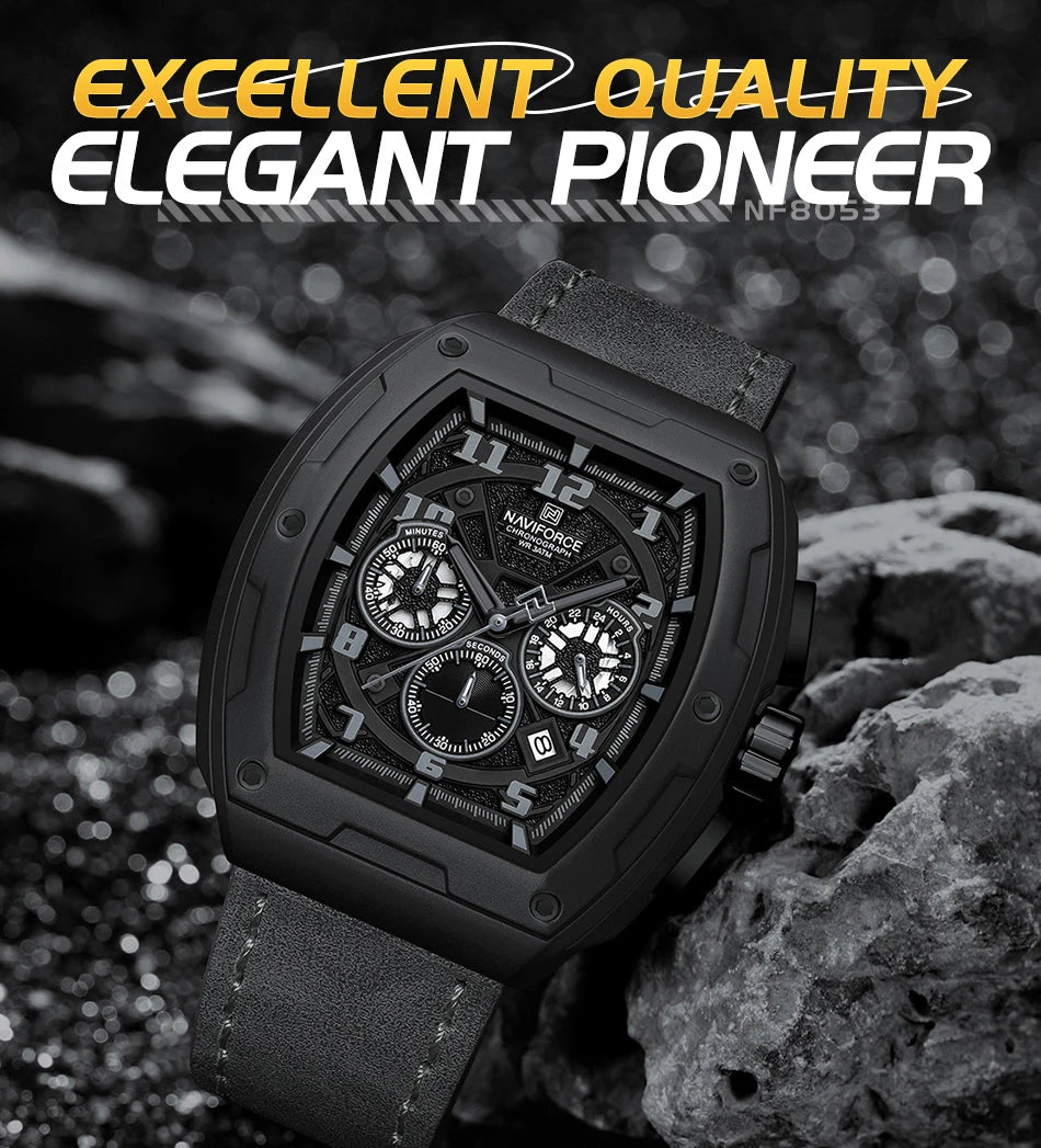 NAVIFORCE Luxury Brand Men's Sports Watch Quartz 24-Hour Chronograph Waterproof Male Wristwatches Date Display Clock Reloj Hombre