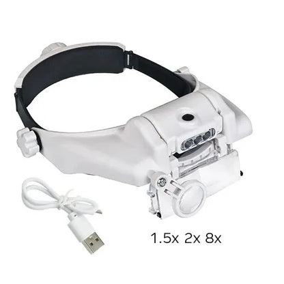 USB Rechargeable Glasses Loupe Watchmaker Repair Tool Glasses Magnifier LED Headband Magnifying Glass 1.5x 2x 2.5x 3x 3.5x 8