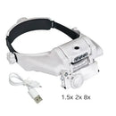 USB Rechargeable Glasses Loupe Watchmaker Repair Tool Glasses Magnifier LED Headband Magnifying Glass 1.5x 2x 2.5x 3x 3.5x 8