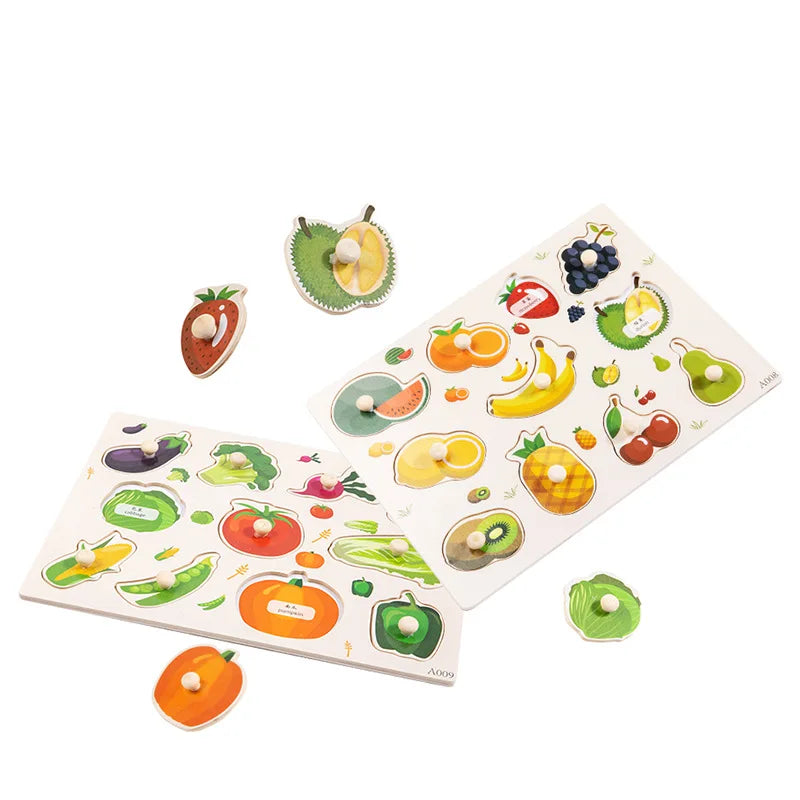 Toddler Wooden Peg 3D Puzzles Kids Toys Alphabet Montessori Education Learning Toys Great Preschool Gift for Girls and Boys