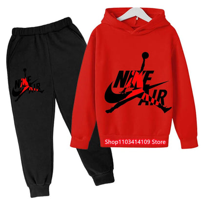 Spring Sports Training Set Brand Hooded Sweatshirt+Pants Suit Children's Set 2-12 Years Kids Clothes Boys and Girls Tracksuit