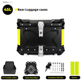 KEMIMOTO 45L/55L/65L Motorcycle Aluminum Case Tail Box Trunk with backrest Universal Top Tail Rear Luggage Tool Storage Box