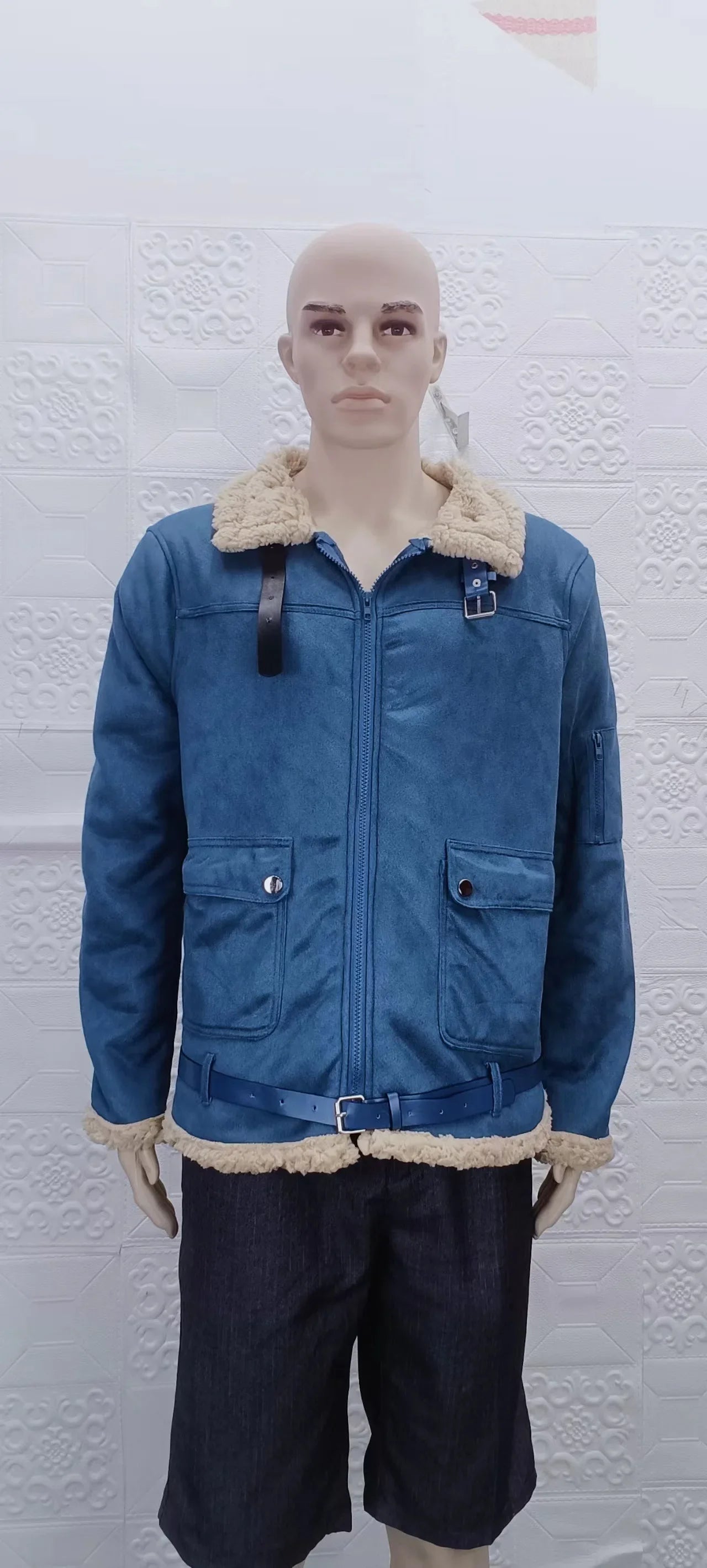 Men Autumn Jacket Bomber Biker Zipper Motorcycle Faux Fur Coat Male Fleece Pilot Vintage Faux Leather Velvet Jacket Winter