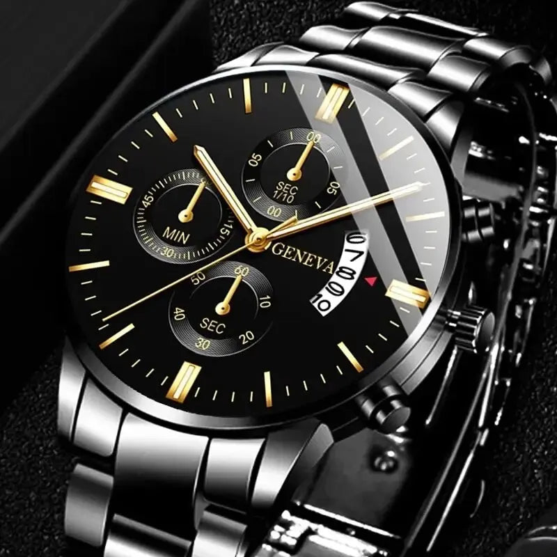 Fashion Men Stainless Steel Watch Luxury Calendar Quartz Wristwatch Men's Business Watches for Men Clock Montre Homme