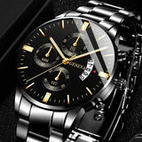 Fashion Men Stainless Steel Watch Luxury Calendar Quartz Wristwatch Men's Business Watches for Men Clock Montre Homme