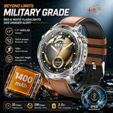 New 1400mAh Big Battery Smart Watch Men Outdoor GPS Flashlight IP68 Waterproof Bluetooth Call AMOLED Military Sports Smartwatch