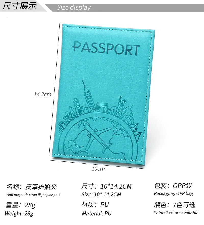 Global Flight Printed Passport Holder Leather Passport Covers Lightweight Airplane Passport Case Id Holder Plane Ticket Holder