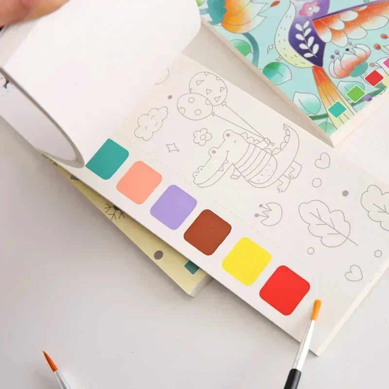 20 Sheets Portable Children Watercolor Painting Book Paint with Water Kids Gouache Graffiti Picture Coloring Drawing Toys Gifts