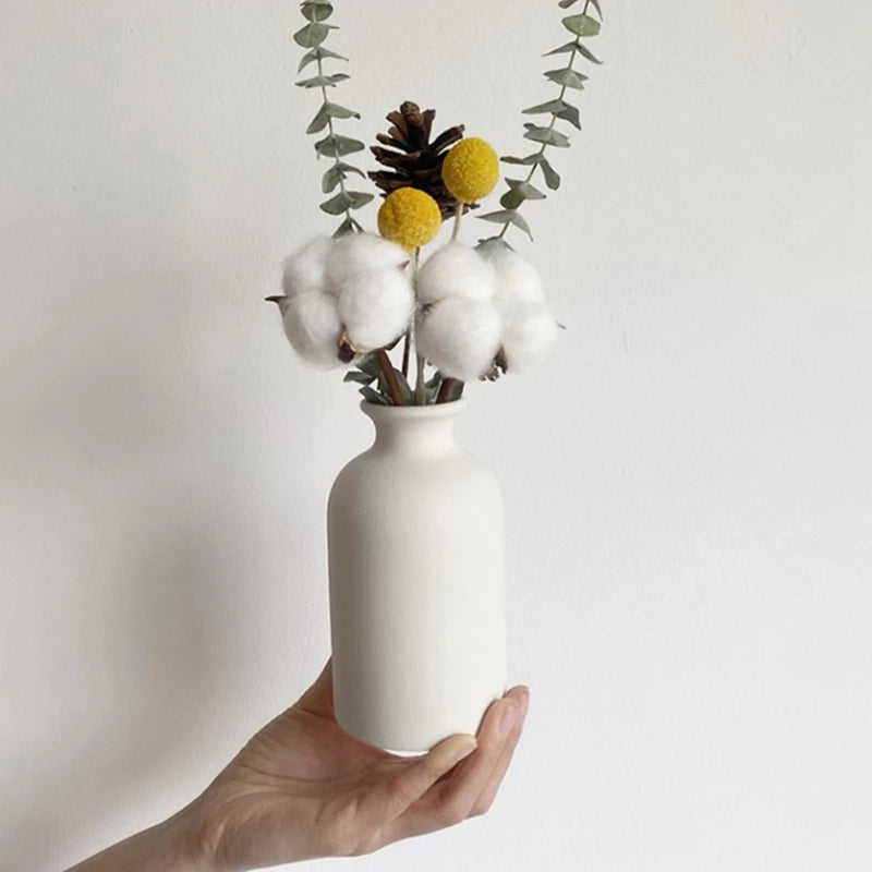 Ceramic Flower Vase Retro Table Decorative Vase Dried Flower Arrangement Pot Home Wedding Gifts Aesthetic Vase Desktop Ornament