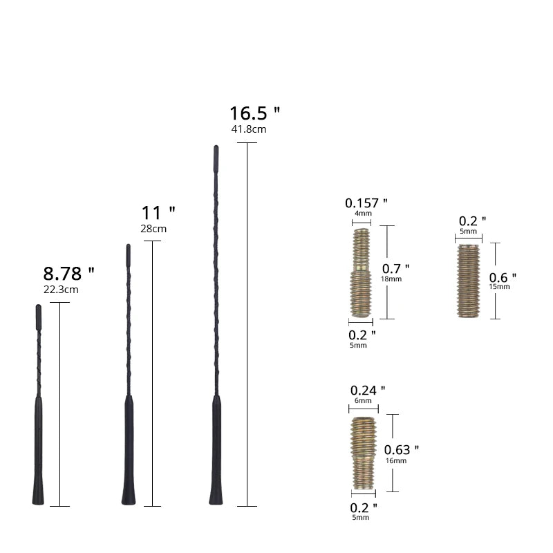 Antena de carro 9 "11" 16 "com parafuso m4 m5 m6 recepção de sinal de carro am amplificador de rádio fm impulsionador universal antena impulsionador