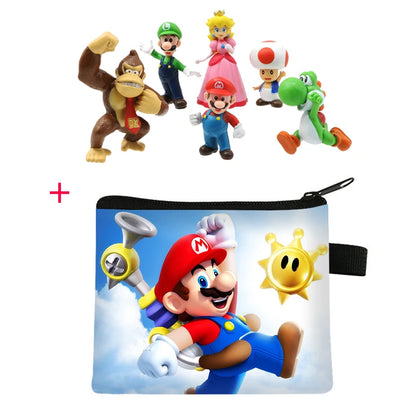 Figuras de acción de Super Mario Bros. de PVC, set de 6 unidades, Luigi, Yoshi, Donkey Kong, Mushroom, para niños, regalos de cumpleaños
