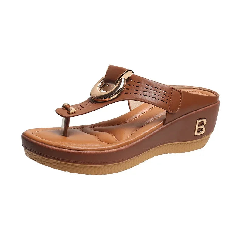 Women New Summer Sandals Open Toe Beach Shoes Flip Flops Wedges Comfortable Slippers Cute Sandals  Femme Plu Size 35~43