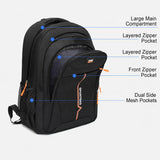 15.6 Inch Laptop Backpack Water-Resistant Daily Use Backpack Laptop Backpack Multi-Compartment For Traveling Trekking Day
