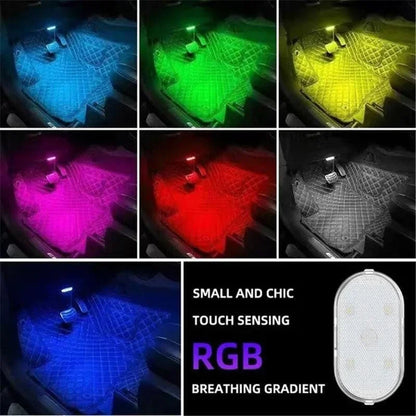 Luces LED inalámbricas para interior de coche, luces LED para interior de coche, luz de neón recargable por USB