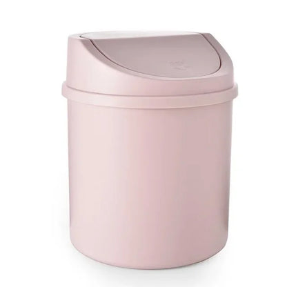 Mini bote de basura pequeño de escritorio con tapa, ideal para el dormitorio, la limpieza y el escritorio del hogar. 
