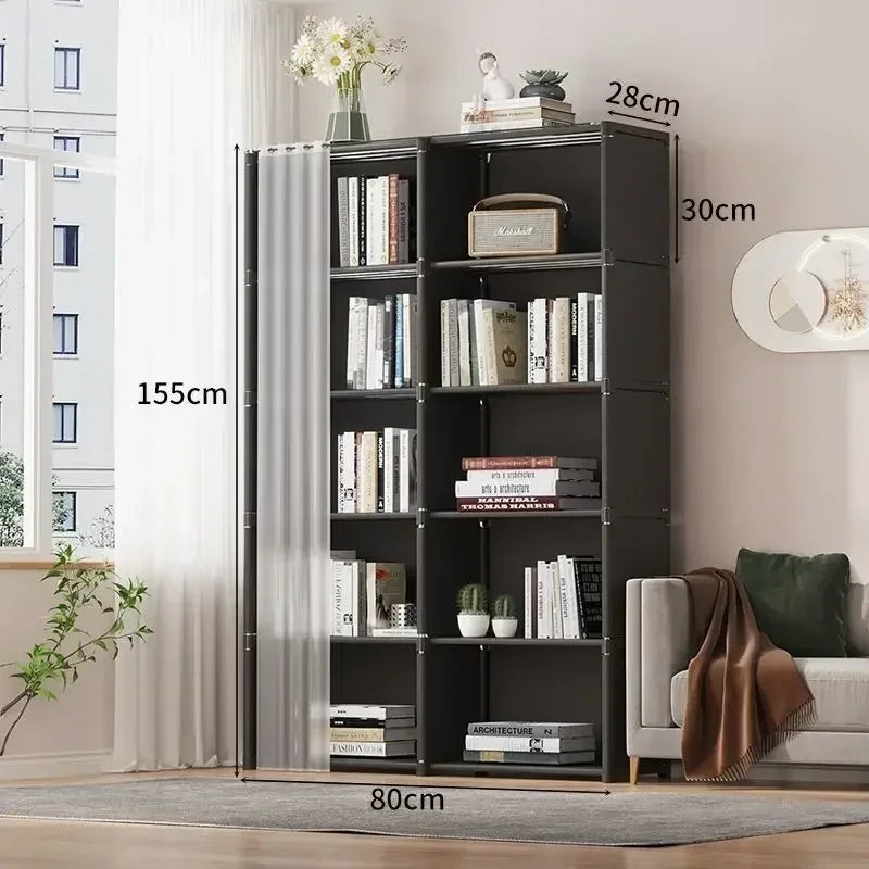 6/5 Layers Dustproof Wardrobe Bedroom Open Simple Assembly Storage Cabinet High Capacity Partition Bookshelf Closet Organizer