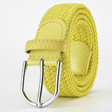 Elastic Nylon Unisex Casual Knitted Pin Buckle Jeans Belt Woven Canvas Elastic Expandable Stretch Waistband for Women Men Girdle