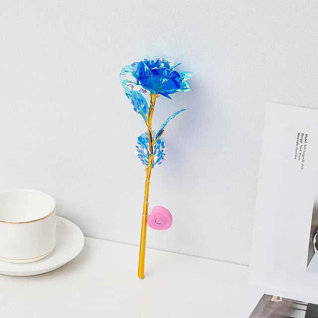 Rosa eterna LED de aluminio, rosas artificiales, decoración para bodas, Navidad y San Valentín. 