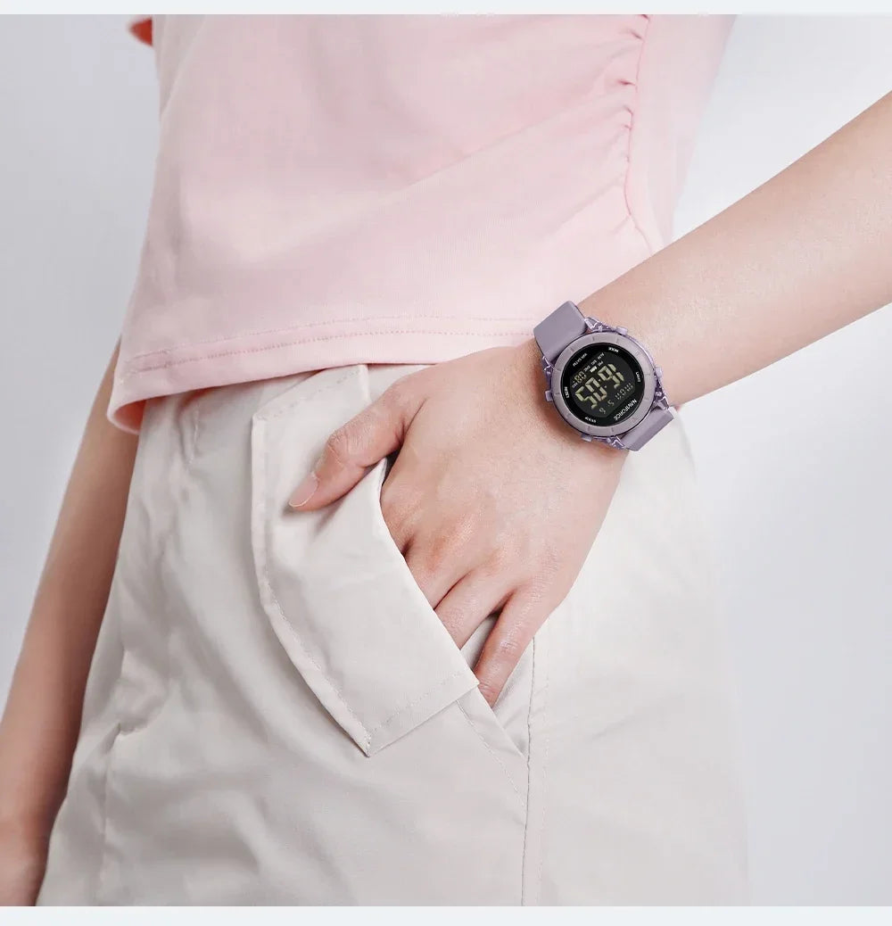 NAVIFORCE NF7108 Casual Wild Ladies Watch 50m Waterproof LCD Digital Display Electronic Silicone Strap Female Clock