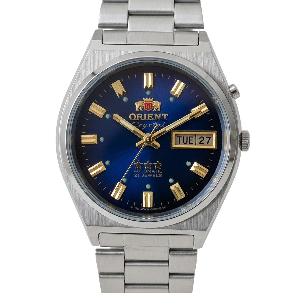 Relógio masculino automático vintage 36mm mostrador champagne em aço inox