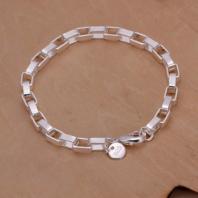 Fine 925 Sterling Silver Bracelet for Women and Men, Noble Nice Chain, Solid Charms, Wedding Party Gift, Fashion Jewelry, Hot Model 