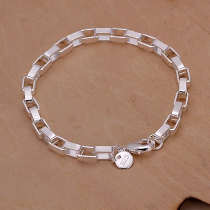 Fina 925 Pulseira de Prata Esterlina para Mulheres e Homens, Nobre Agradável Cadeia, Sólidos Encantos, Festa de Casamento Presente, Moda Jóias, Modelo Quente