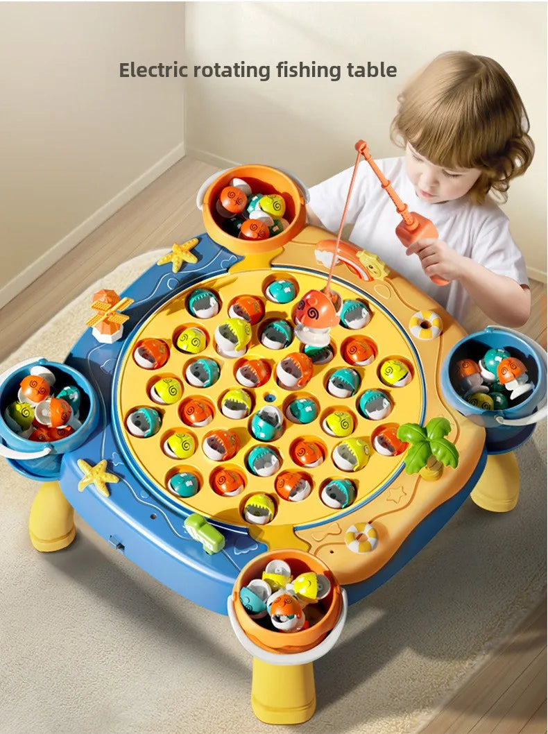 Kids Magnetic Fishing Play for Children Electric Fishing Toy Have Music Spinning Game Fish Rod Education Baby 3 Year Gifts