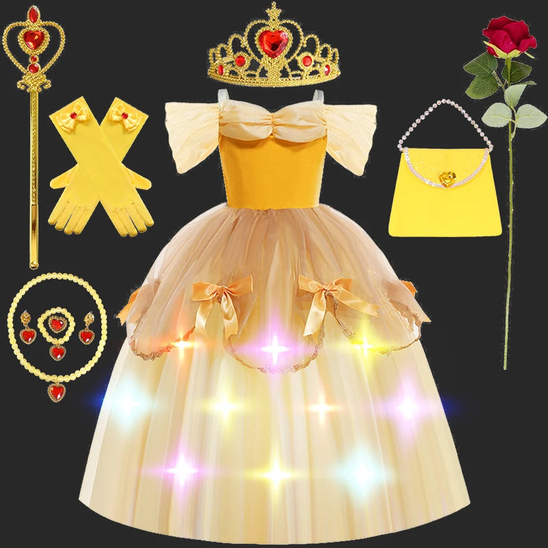Children's Halloween Role Play Fairy Princess Belle Dress Xmas Carnival Masquerade Performance Birthday Party Fancy Girl Clothes